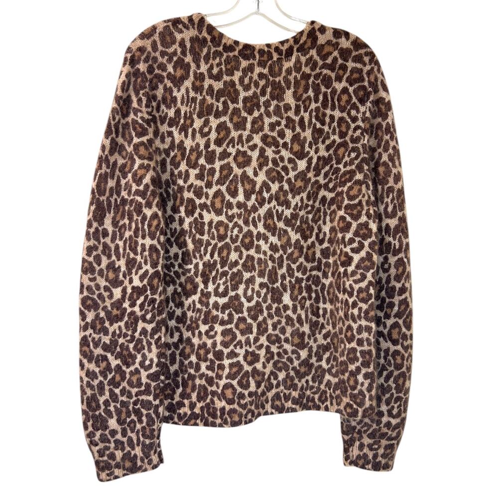 Sezane Women's 'Rachel Cardigan' Sweater, Mohair Wool in Leopard Brown, XX-Large - Picture 3 of 8